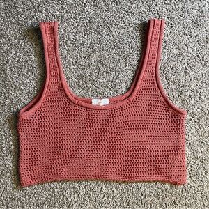 Sunland17 knit cropped women’s tank top large Boho fall hippie casual shirt mini